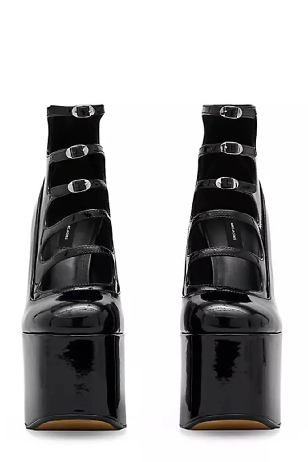 Faux Leather Multi Strap Fastened Up Platform Ankle Boots - Black sold by Floralkini product image thumbnail 5