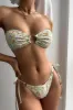 Floral Bandeau Tie Side Bikini Set With O-Ring Detail sold by Floralkini