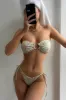 Floral Bandeau Tie Side Bikini Set With O-Ring Detail sold by Floralkini