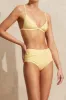 Yellow Gingham Triangle High-Waisted Bikini Set sold by Floralkini
