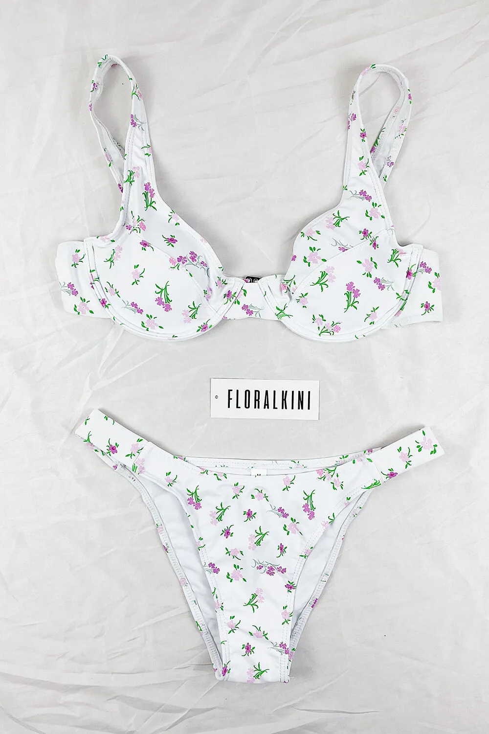 Ivory Floral Print Balconette Underwire Bikini Top sold by Floralkini product image thumbnail 2