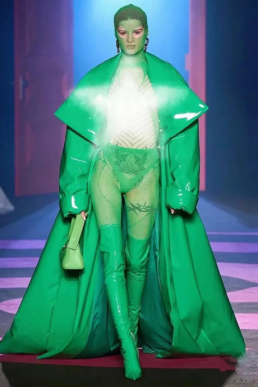 Patent Pointed Toe Over-The-Knee Morso Heeled Boots - Green sold by Floralkini product image thumbnail 2