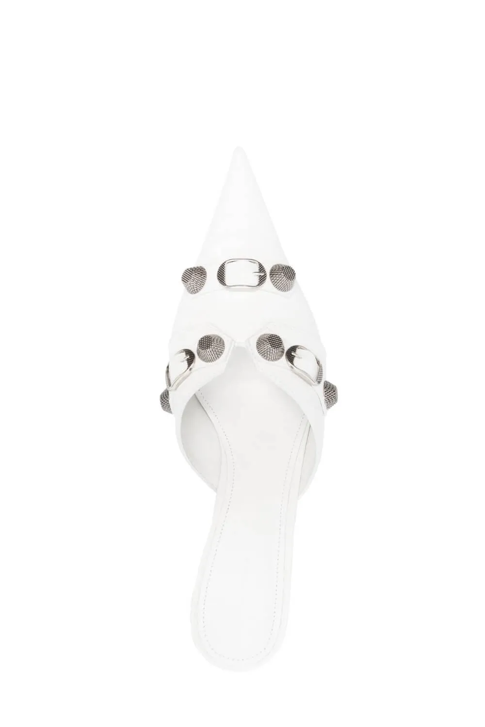 Pointed Toe Stiletto Mules With Studs And Pin Buckle Strap Details - White sold by Floralkini product image thumbnail 4