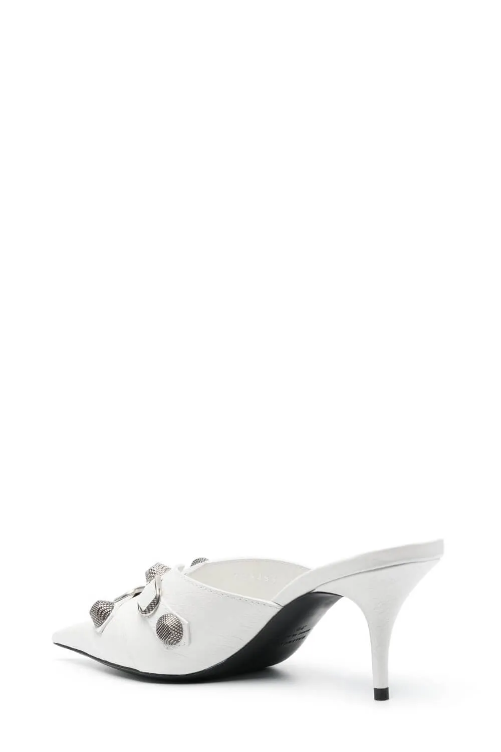Pointed Toe Stiletto Mules With Studs And Pin Buckle Strap Details - White sold by Floralkini product image thumbnail 2