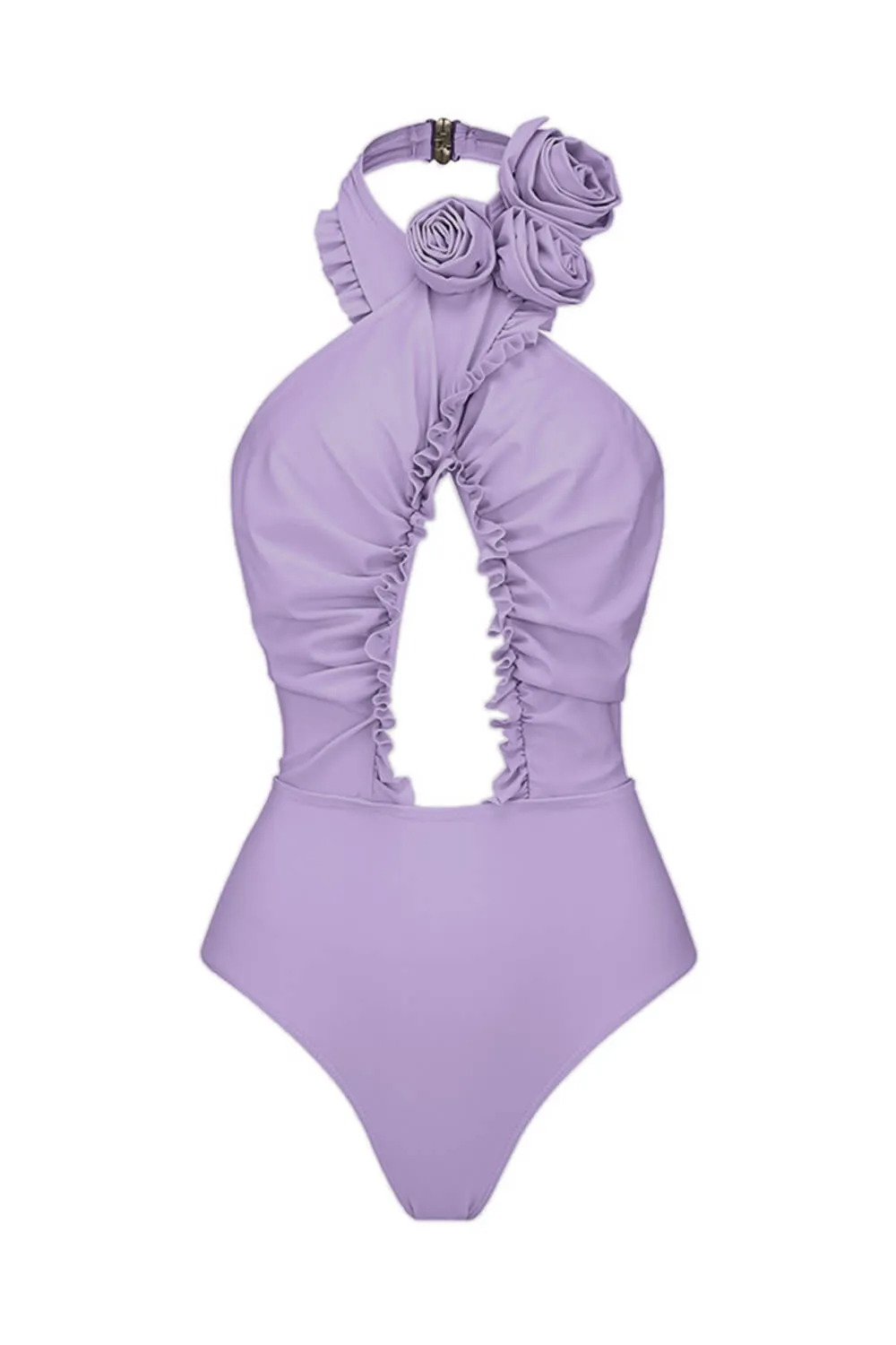 3D Flower Cutout Ruffled Halter One-Piece Swimsuit sold by Floralkini product image thumbnail 3