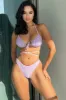 Lilac Textured Wrap Tie Front Bralette Halter High-Cut Bikini Set sold by Floralkini