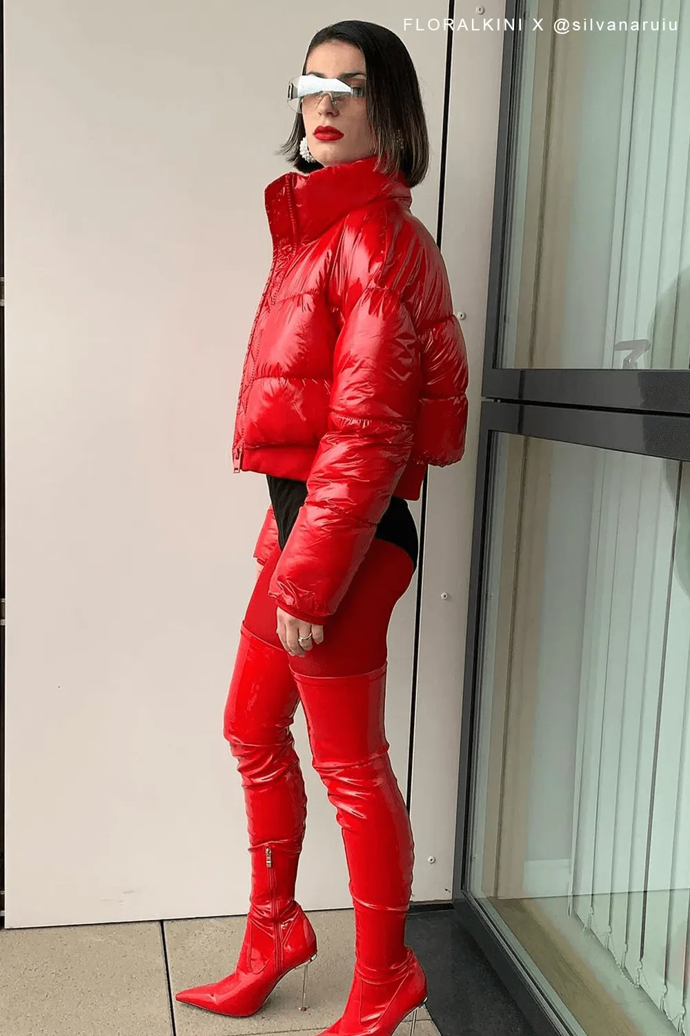 Patent Pointed Toe Thigh High Stiletto Boots - Red sold by Floralkini product image thumbnail 4