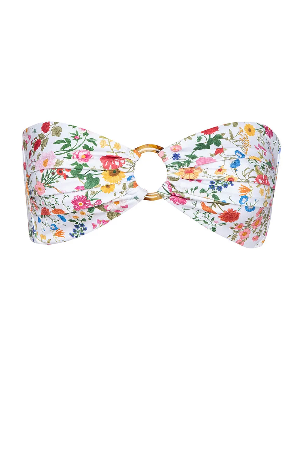 Floral Strapless Bandeau High Cut Bikini Set With Tortoise Shell O-Ring Detail sold by Floralkini product image thumbnail 4