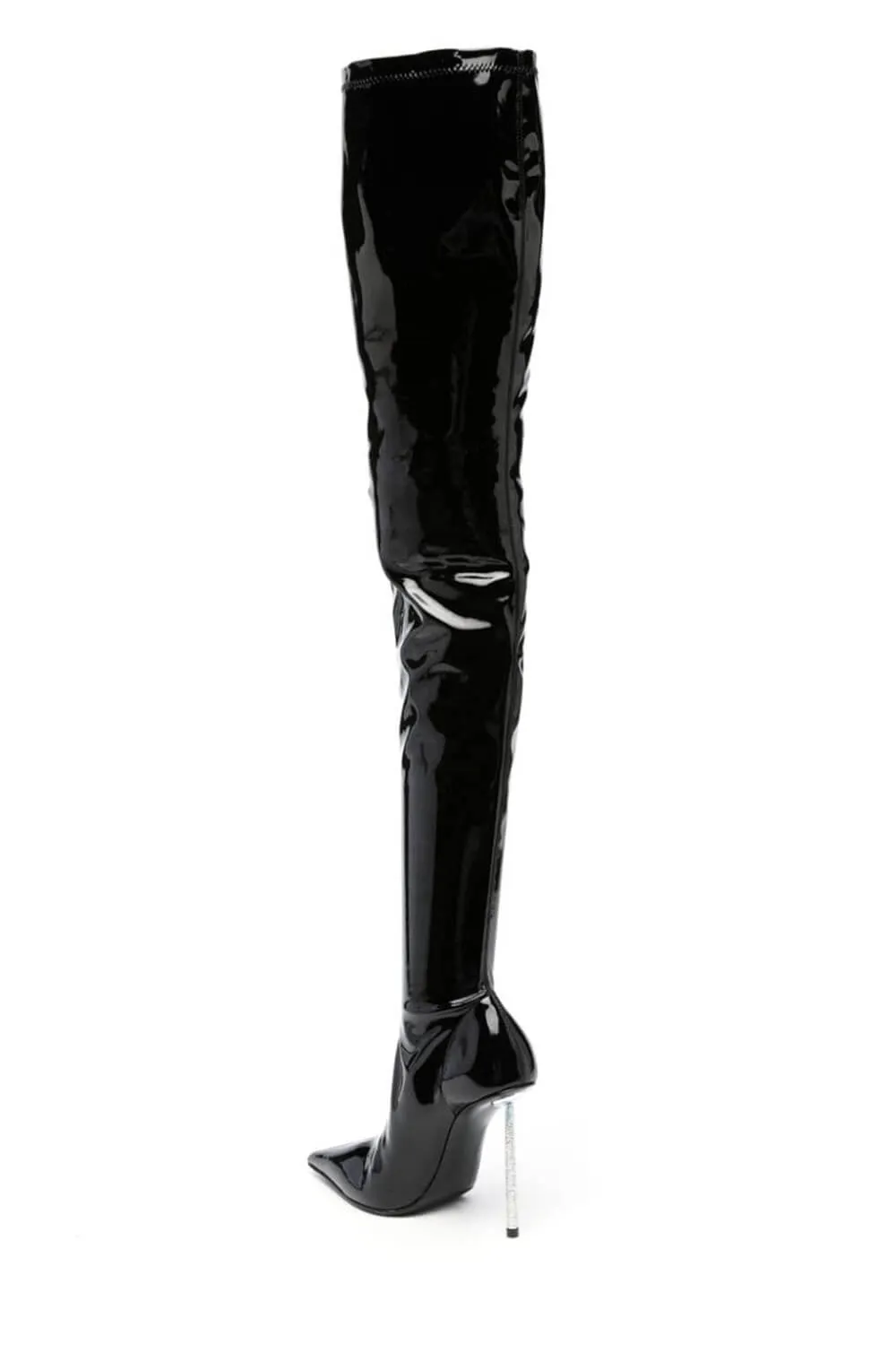 Patent Pointed Toe Thigh High Stiletto Boots - Black sold by Floralkini product image thumbnail 3
