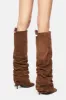 Faux Suede Square Toe Folded Knee High Stiletto Boots - Brown sold by Floralkini