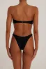 Knotted Bandeau High Leg Bikini Set - Black sold by Floralkini