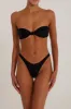 Knotted Bandeau High Leg Bikini Set - Black sold by Floralkini