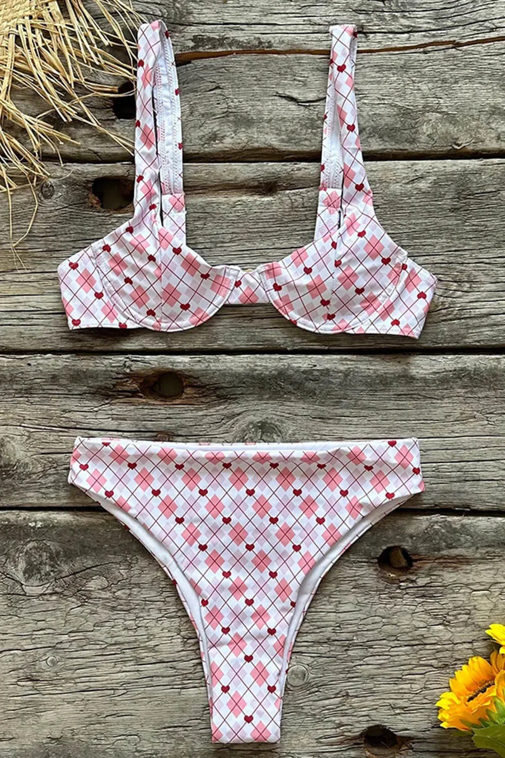 Heart Print Underwire Balconette High Waisted Bikini Set sold by Floralkini product image thumbnail 5