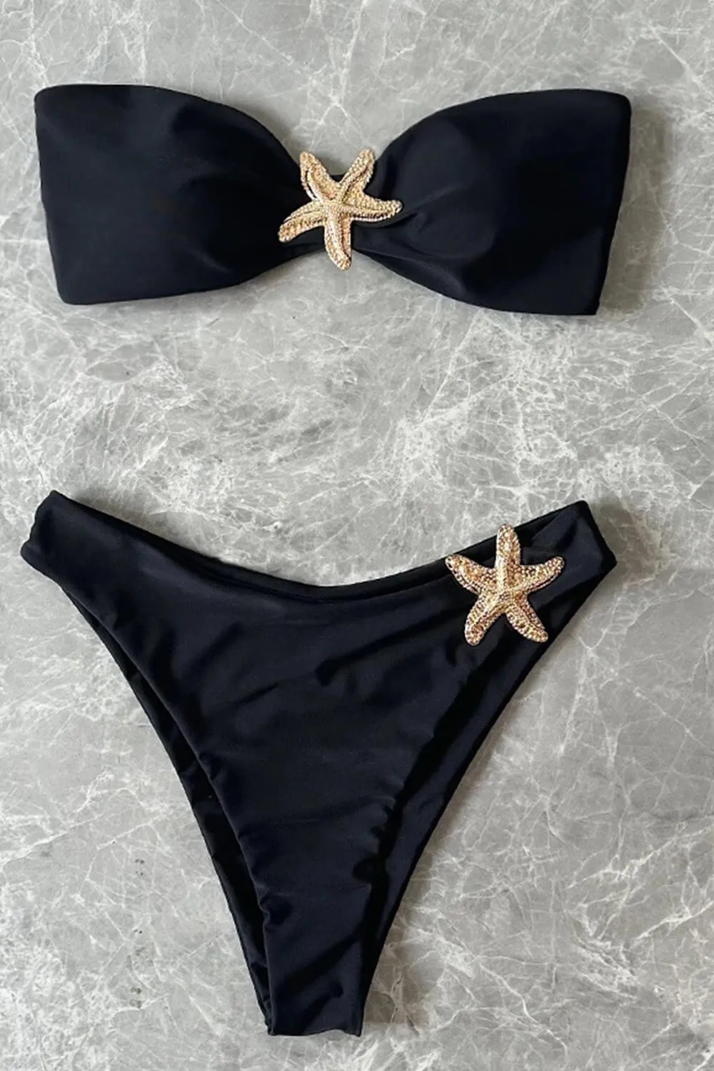 Gold Starfish Detail Bandeau Bikini Set - Black sold by Floralkini product image thumbnail 5