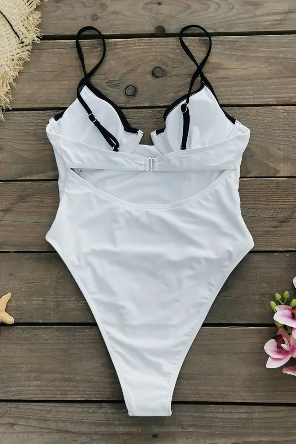 Contrast Underwire Corset One Piece Swimsuit - White sold by Floralkini product image thumbnail 3