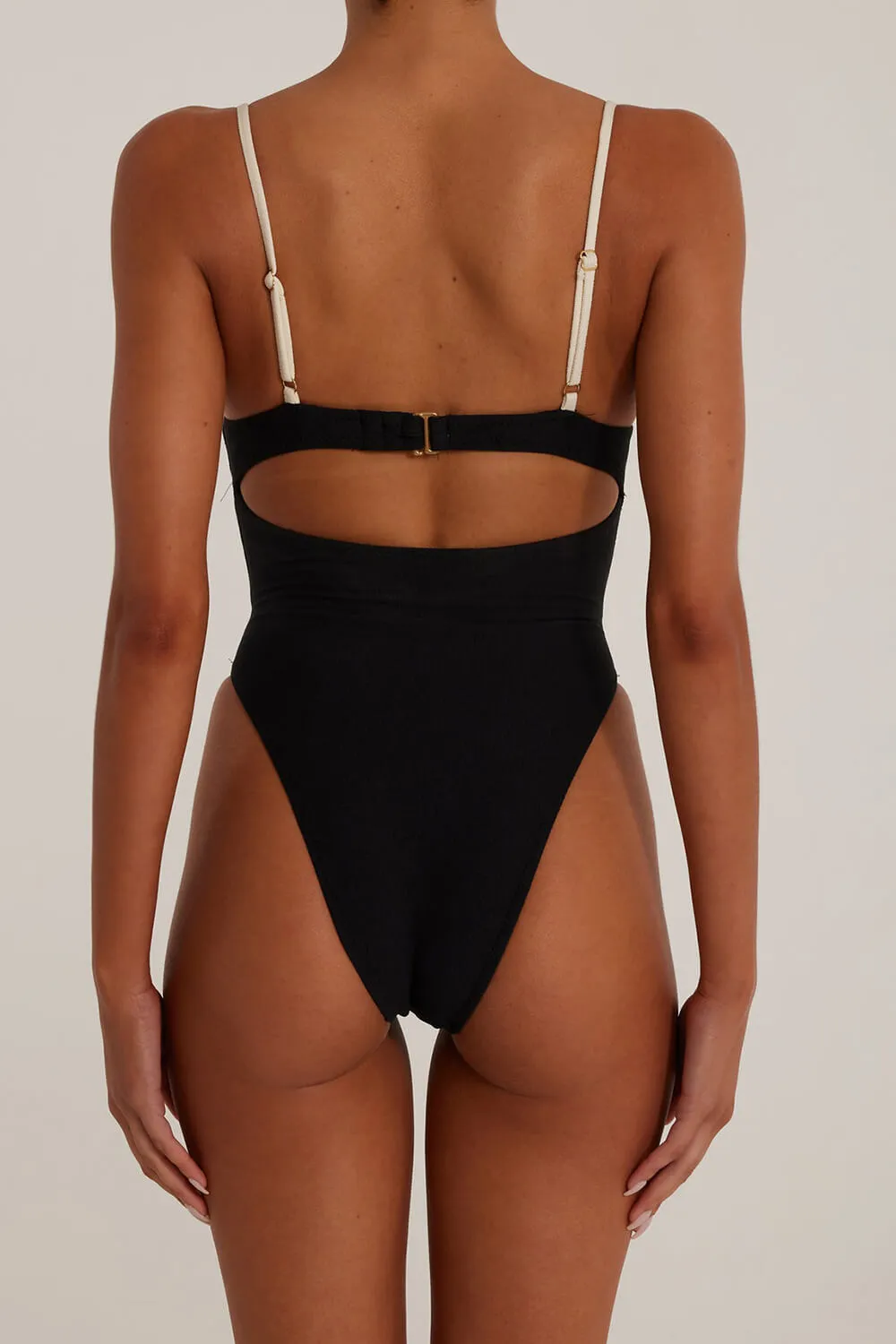 Contrast Underwire Corset One Piece Swimsuit - Black sold by Floralkini product image thumbnail 2
