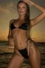 Triangle Wrap Tie Halter Bikini Set With Gold Butterfly Hardware Details sold by Floralkini