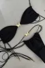 Triangle Wrap Tie Halter Bikini Set With Gold Butterfly Hardware Details sold by Floralkini