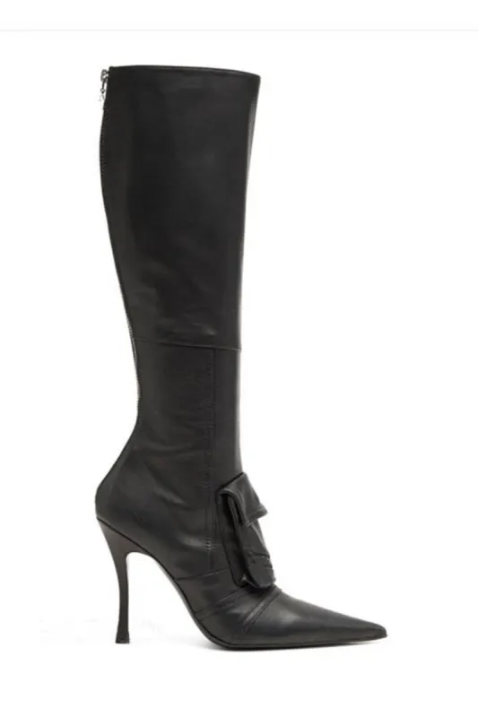 Pocket Faux Leather Pointed-Toe Stiletto Heeled Boots sold by Floralkini