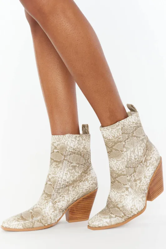 Python Print Pointed Toe Western Ankle Boots sold by Floralkini