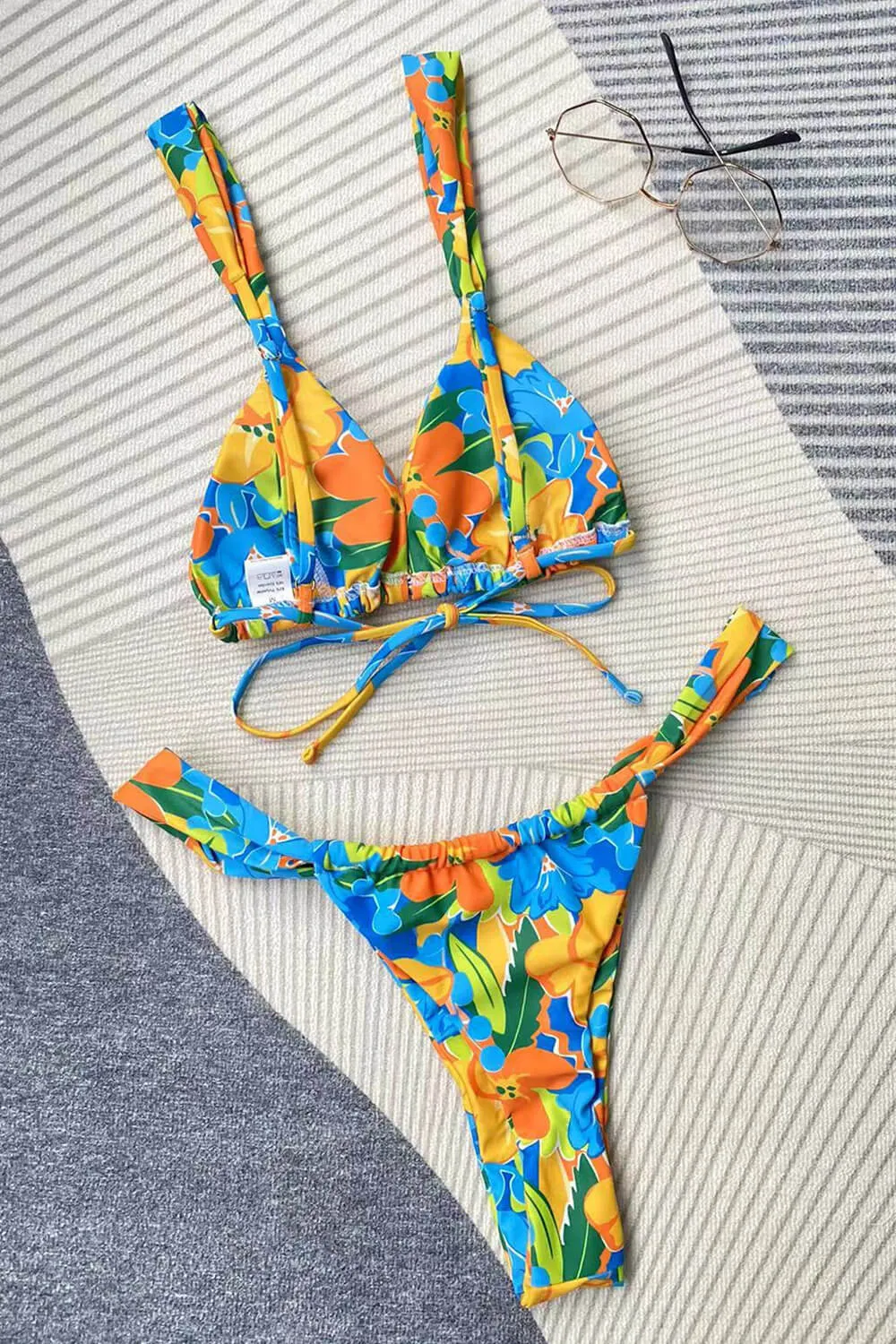 Floral Printed Triangle Tie Back Bikini Set sold by Floralkini product image thumbnail 2