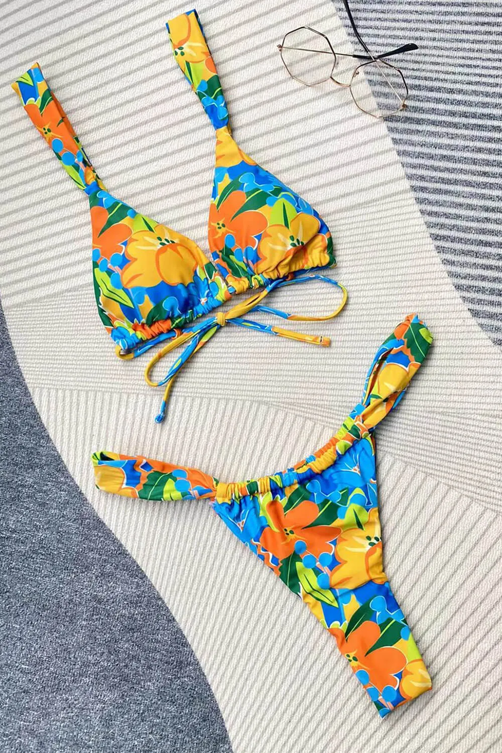 Floral Printed Triangle Tie Back Bikini Set sold by Floralkini product image thumbnail 3