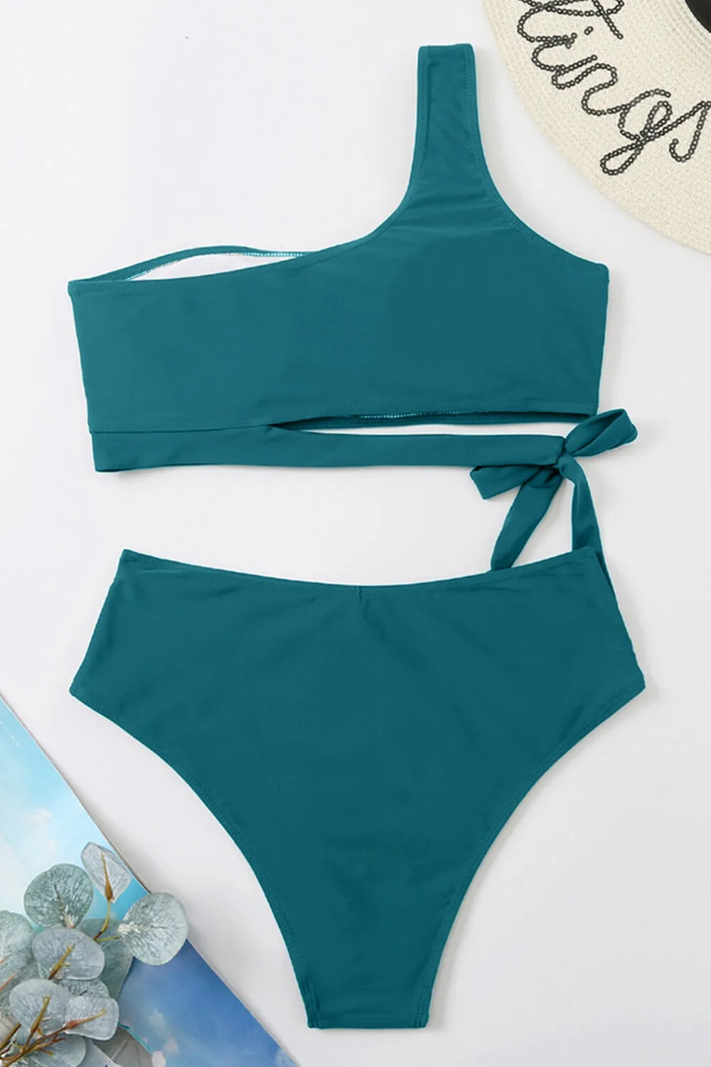 Green One Shoulder Tie Side Bikini Top sold by Floralkini product image thumbnail 4