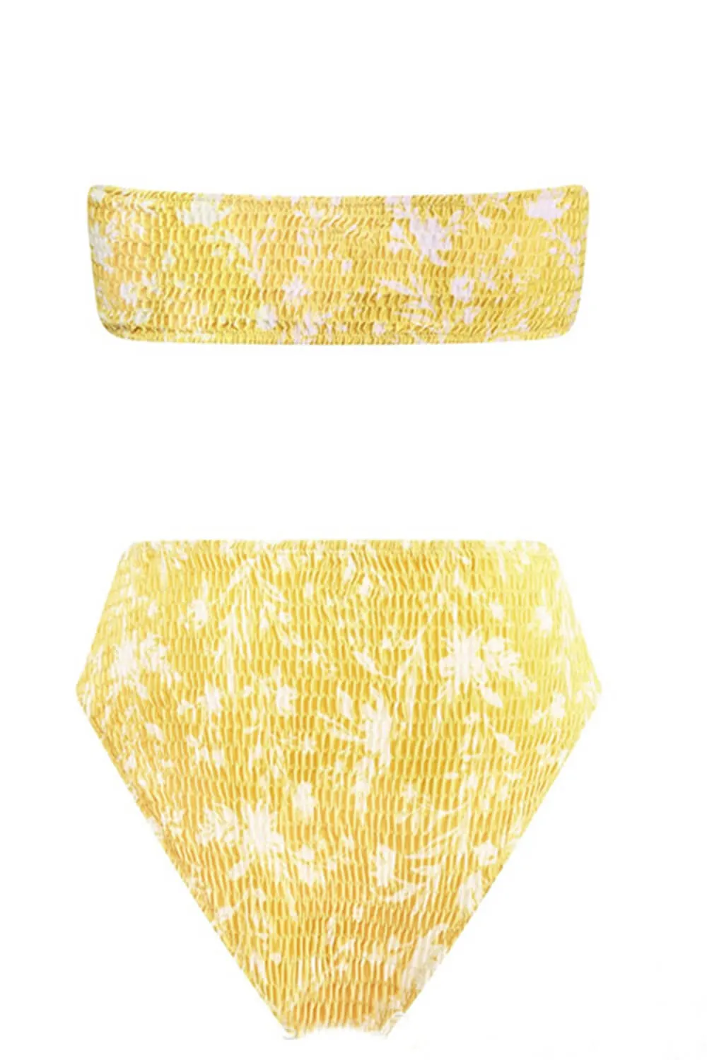 Yellow Floral Ruched High Waisted Bikini Bottom sold by Floralkini product image thumbnail 3