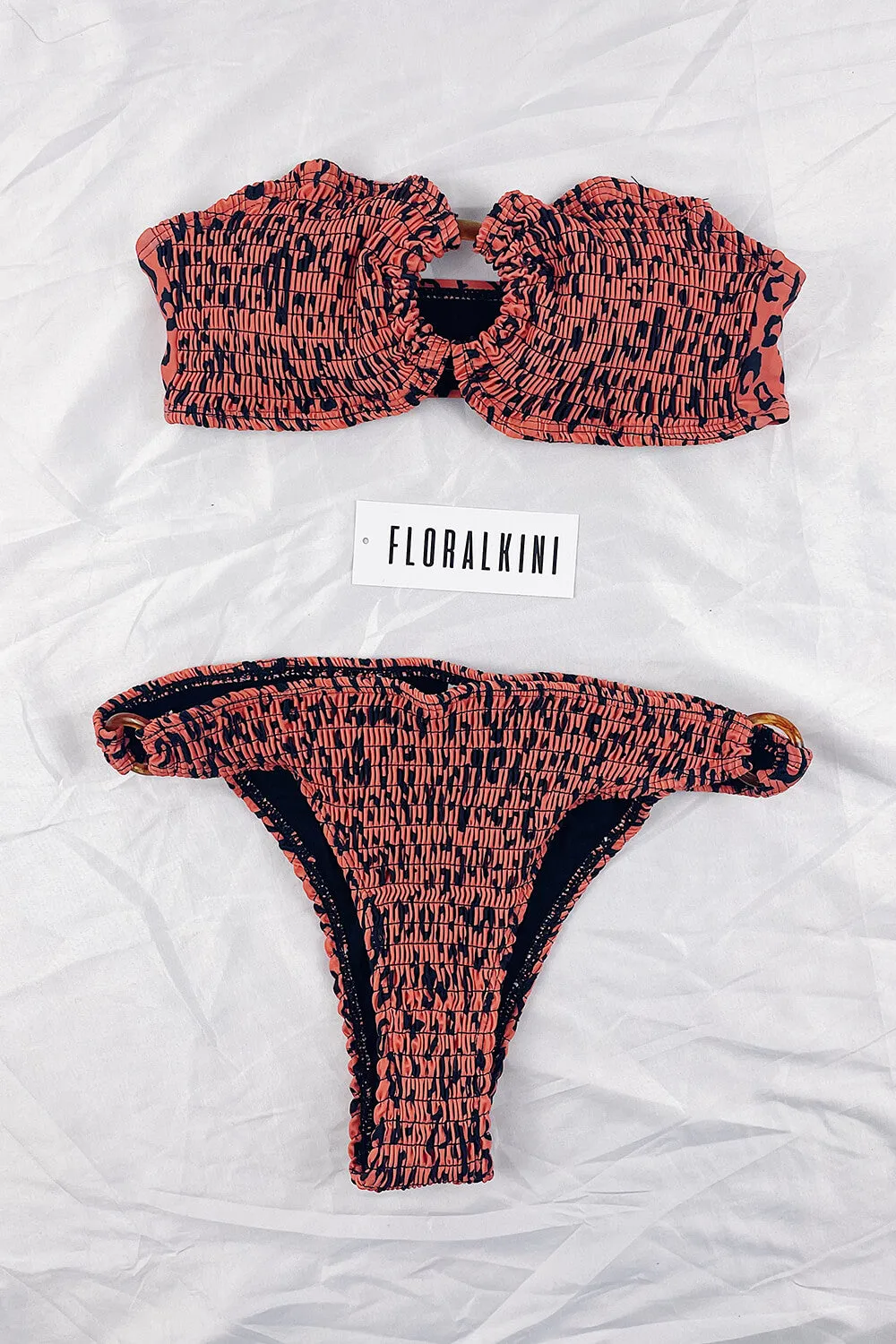 Leopard Crinkle Bikini Bottoms With Gold Tortoise Shell Ring Detail sold by Floralkini product image thumbnail 4