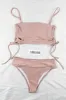 Pink Ribbed High Waisted Bikini Bottoms sold by Floralkini