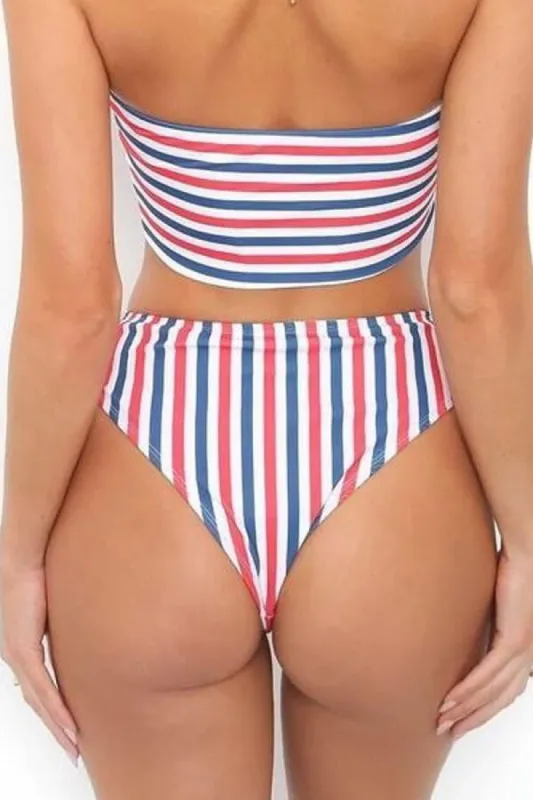 Floralkini Striped High Waisted Bikini Bottoms sold by Floralkini