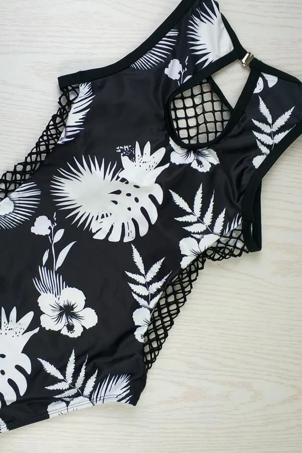 Floralkini Floral Print Fishnet Insert One Piece Swimsuit sold by Floralkini product image thumbnail 3