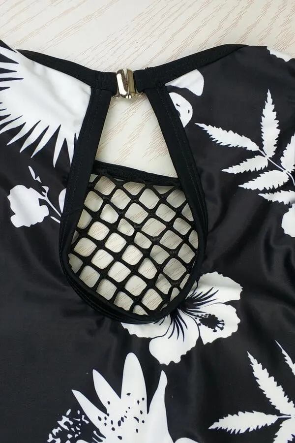 Floralkini Floral Print Fishnet Insert One Piece Swimsuit sold by Floralkini product image thumbnail 4