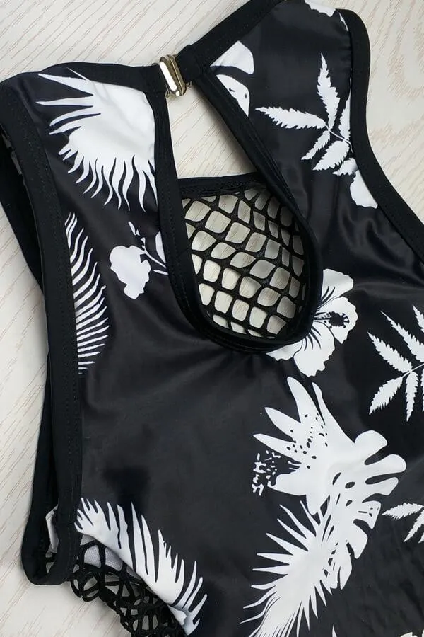 Floralkini Floral Print Fishnet Insert One Piece Swimsuit sold by Floralkini product image thumbnail 5