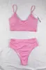 Pink Ribbed High-Waist Bikini Bottoms sold by Floralkini