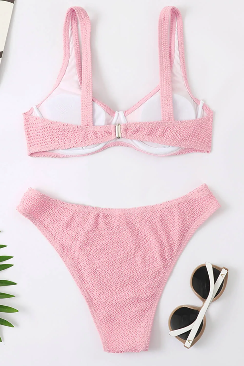 Pink Crinkle Plunge Underwire Bikini Top sold by Floralkini product image thumbnail 3