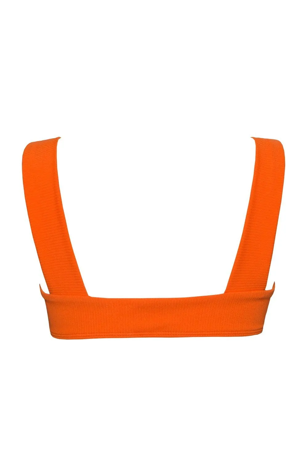 Orange Ribbed Square Thick Shoulder Bikini Top sold by Floralkini product image thumbnail 4