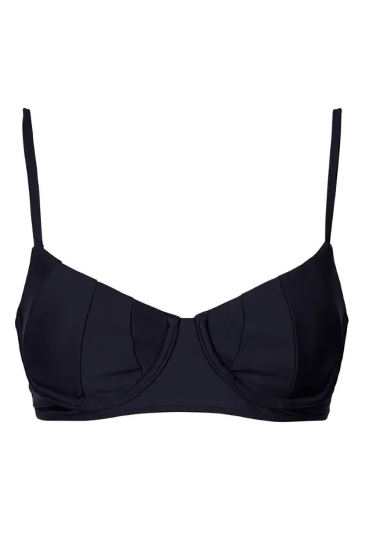Black Panelled Bra Bikini Top sold by Floralkini