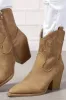 Western Embroidered Cowboy Pointed Toe Block Heeled Ankle Boots sold by Floralkini