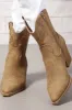 Western Embroidered Cowboy Pointed Toe Block Heeled Ankle Boots sold by Floralkini