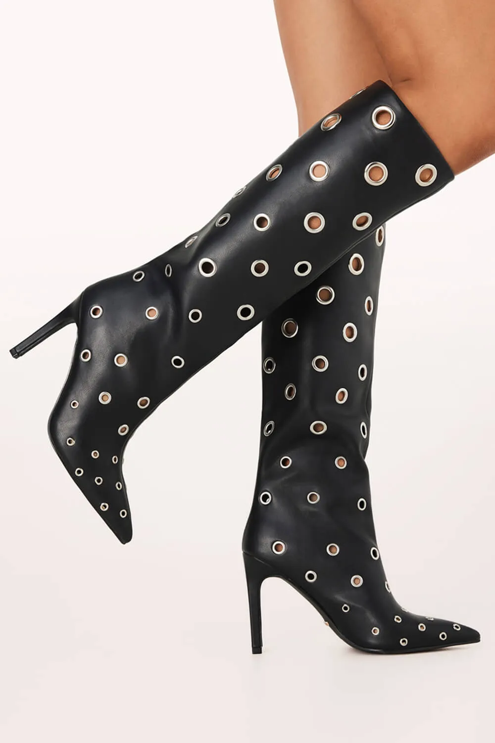 Eyelets Knee-High Pointed Toe Boots sold by Floralkini