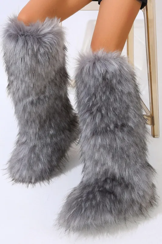 Fluffy Faux Fur Over The Knee Boot sold by Floralkini