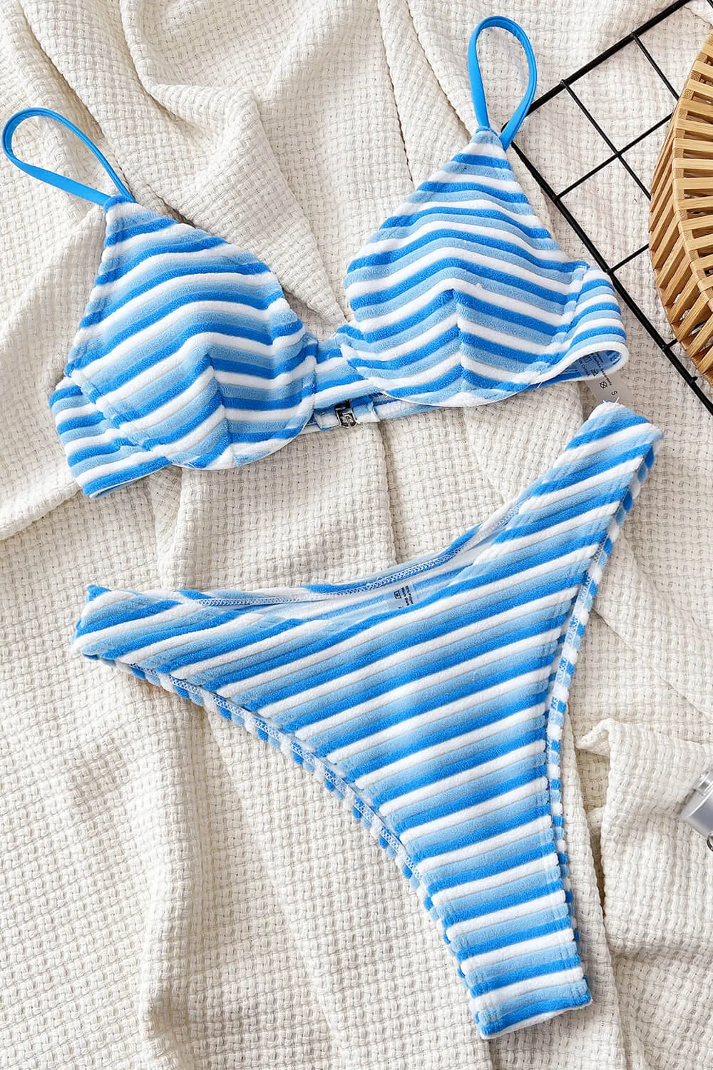 Striped Terry Towel Underwire Balconette Bikini Set sold by Floralkini product image thumbnail 4