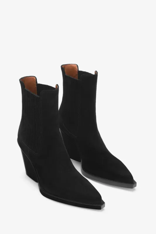 Faux Suede Pointed Toe Western Ankle Boots sold by Floralkini