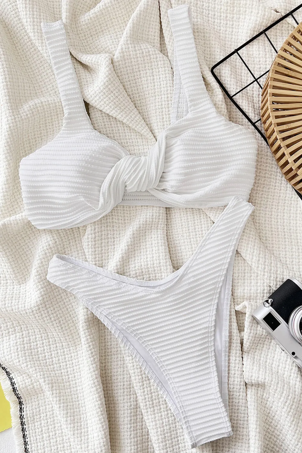 Textured Twist-Front High Leg Bikini Set sold by Floralkini product image thumbnail 4