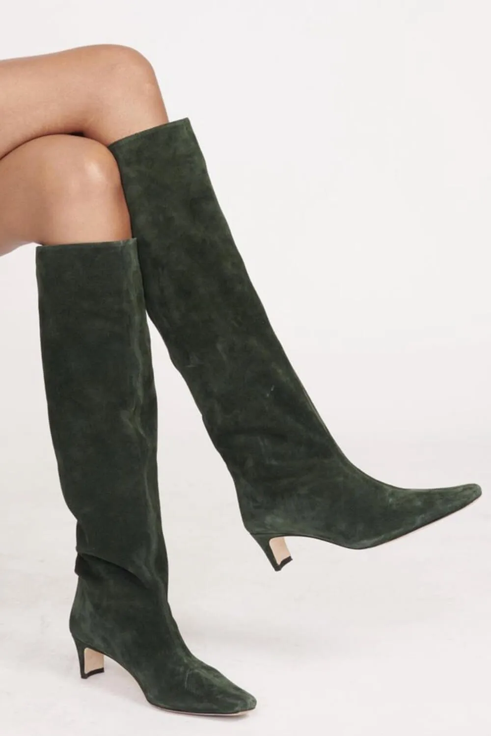Faux Suede Pointed Toe Knee-High Boots sold by Floralkini
