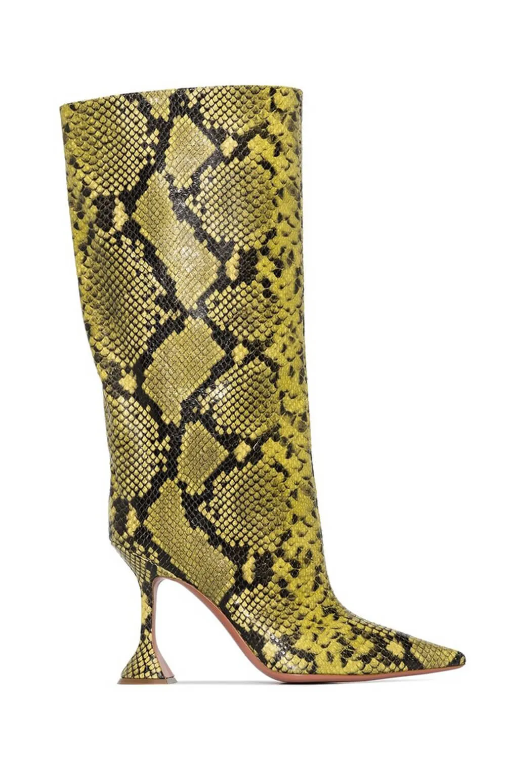 Python-Print Faux Leather Pointed Toe Wide Calf Knee-High Boots sold by Floralkini