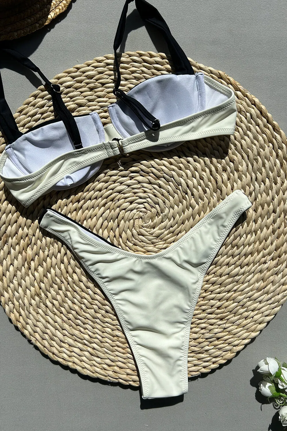 Two-Tone Balconette Underwire High-Cut Bikini Set sold by Floralkini product image thumbnail 4