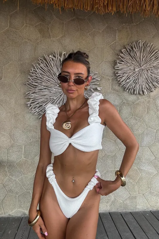 Ruched Knot Detail High Rise Bikini Set sold by Floralkini