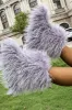 Furry Faux Fur Mid Calf Bootie sold by Floralkini
